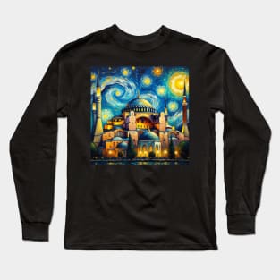 Hagia Sophia Istanbul Starry Night - Beautiful Iconic Places Long Sleeve T-Shirt